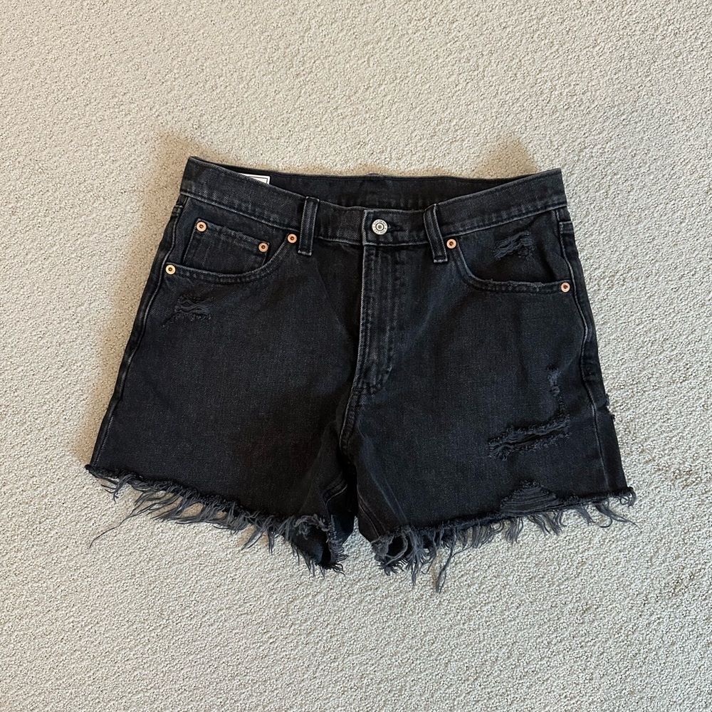 GAP Black Frayed Jean Shorts